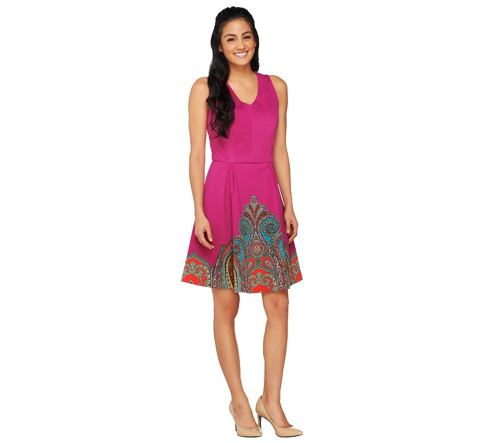 Isaac Mizrahi Live! Neoprene Engineered Paisley Dress