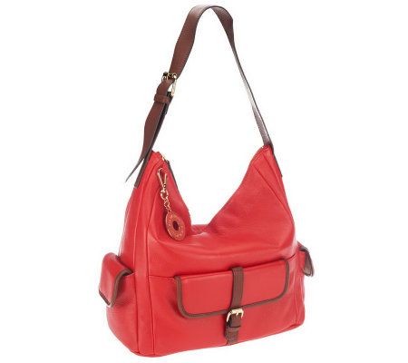 Isaac Mizrahi Live! Bridgehampton Leather Hobo with Pockets - A235087