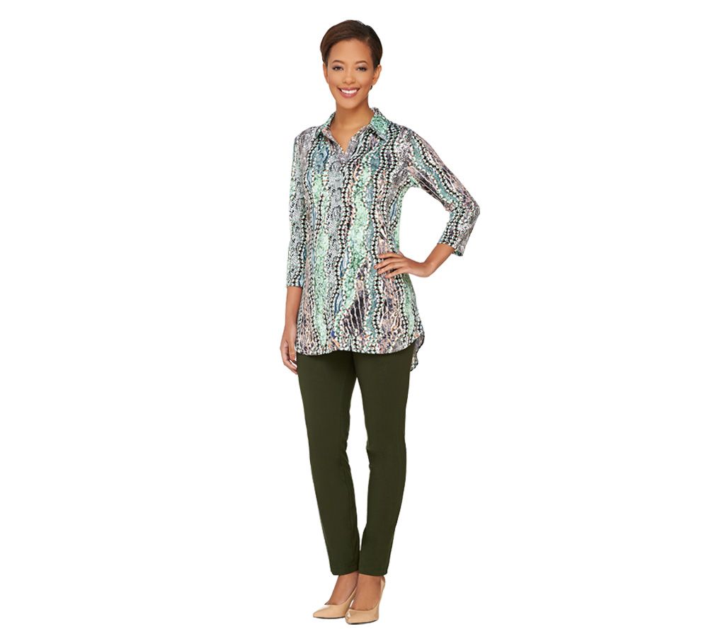 "As Is" Women with Control Tall Printed Tunic & Ankle Pants Set —