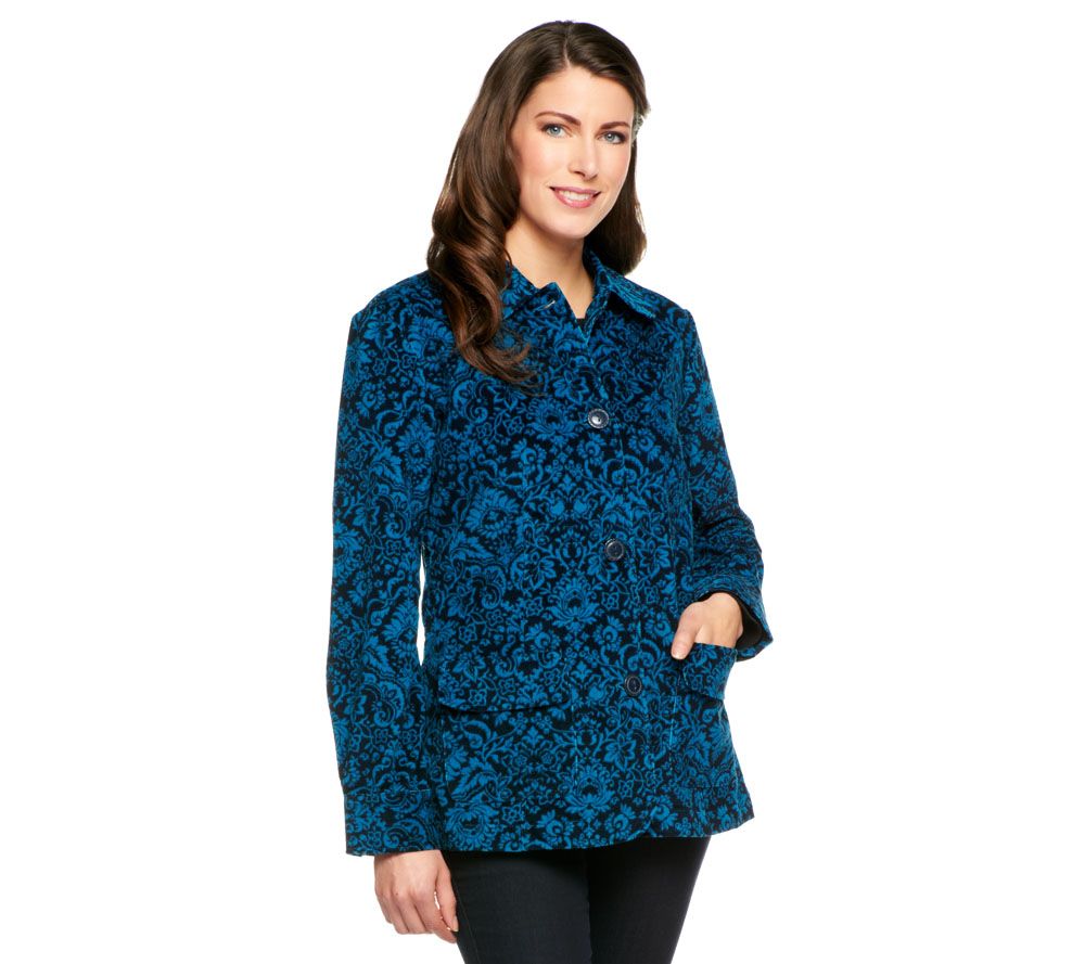 Denim & Co. Printed Corduroy Barn Jacket