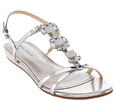 sandals jeweled fisher backstrap peple marc qvc