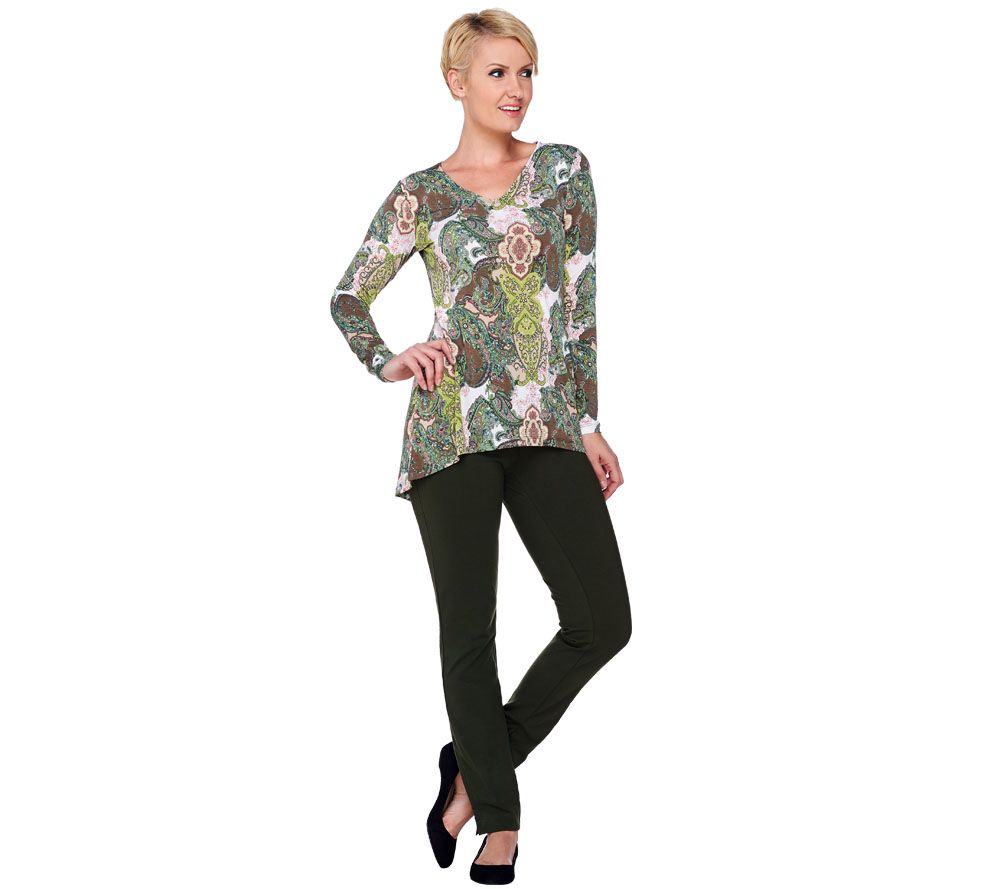 Women with Control Regular Printed Tunic & Slim Pants Set Page 1