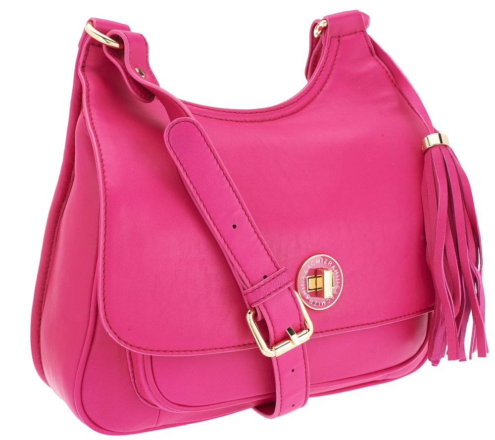 Isaac Mizrahi Live! Bridgehampton Lamb Leather Saddle Bag