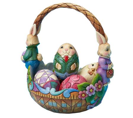 Jim Shore Heartwood Creek Bunny Couple Easter Basket - C212799