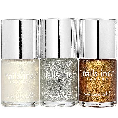 NAILS INC. Nagellack-Trio Glitzerüberlacke silber,perlmutt,gold 3x 10ml