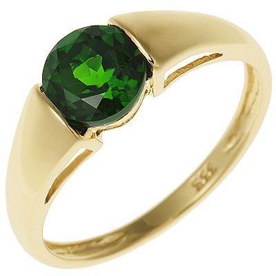 Russischer Chromdiopsid 1,00ct. Solitär-Ring Spann-Optik Gold 333