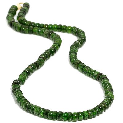 Russischer Chromdiopsid ca.165ct 6x4mm Linsen Collier, 48cm Gold 333