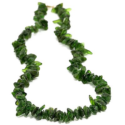 Russischer Chromdiopsid Piccolino-Nuggets Collier, ca.48cm Gold 333