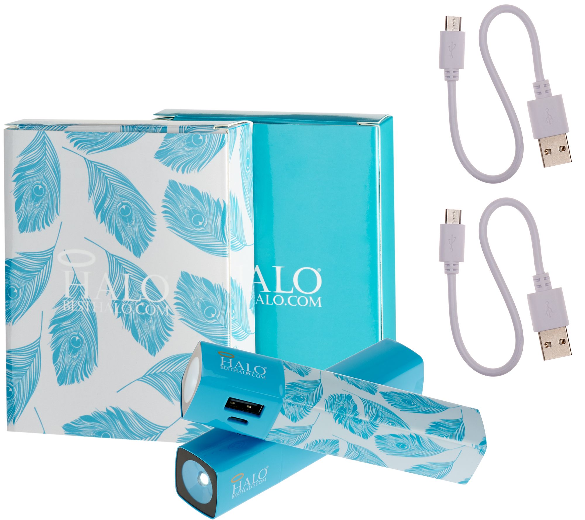 Halo Set of 2 Shine 3000 mAh Portable Chargers with Flashlight Page 1