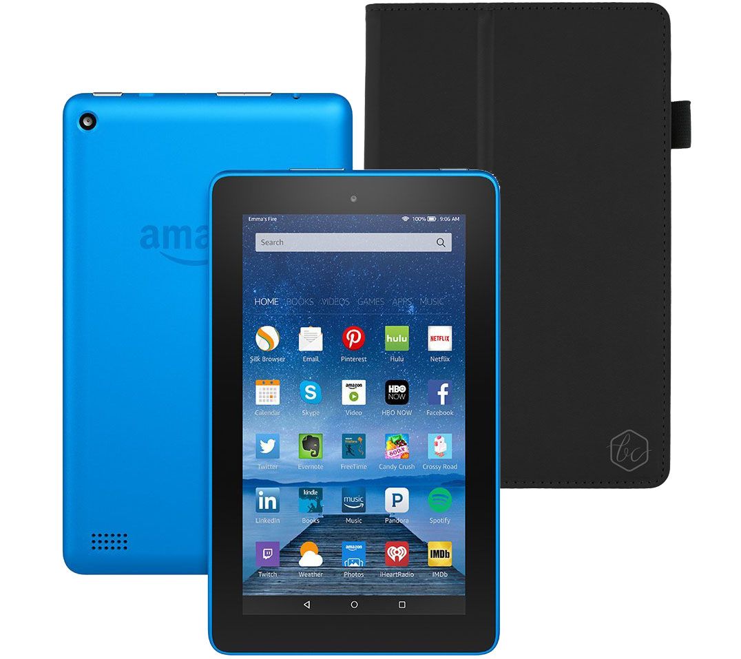 Amazon Fire 7" 8GB Tablet w/ Folio Case & Audible/Music Voucher Page