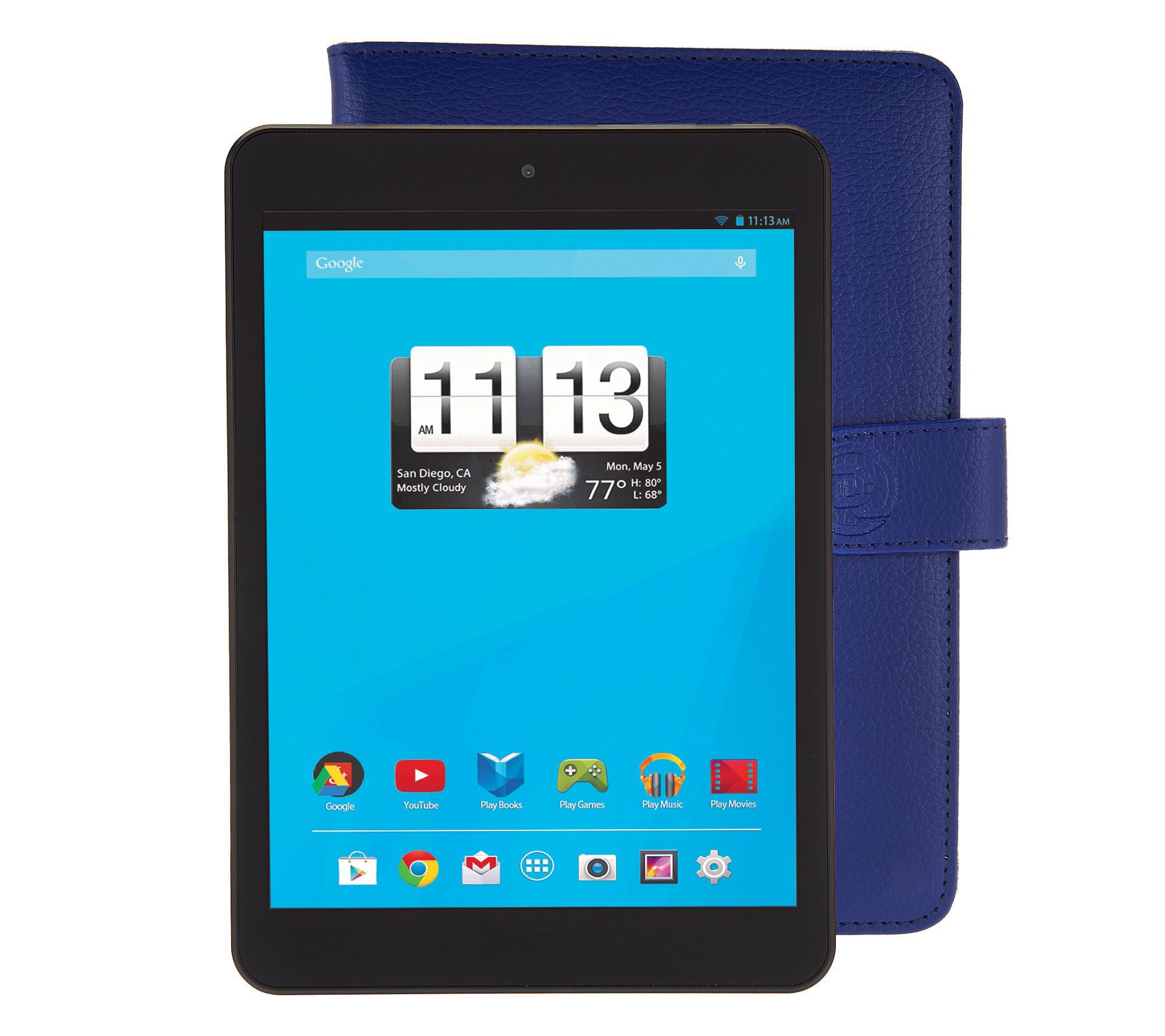 Trio 8" WiFi 8GB Quad Core Tablet with Blue Case & Software —