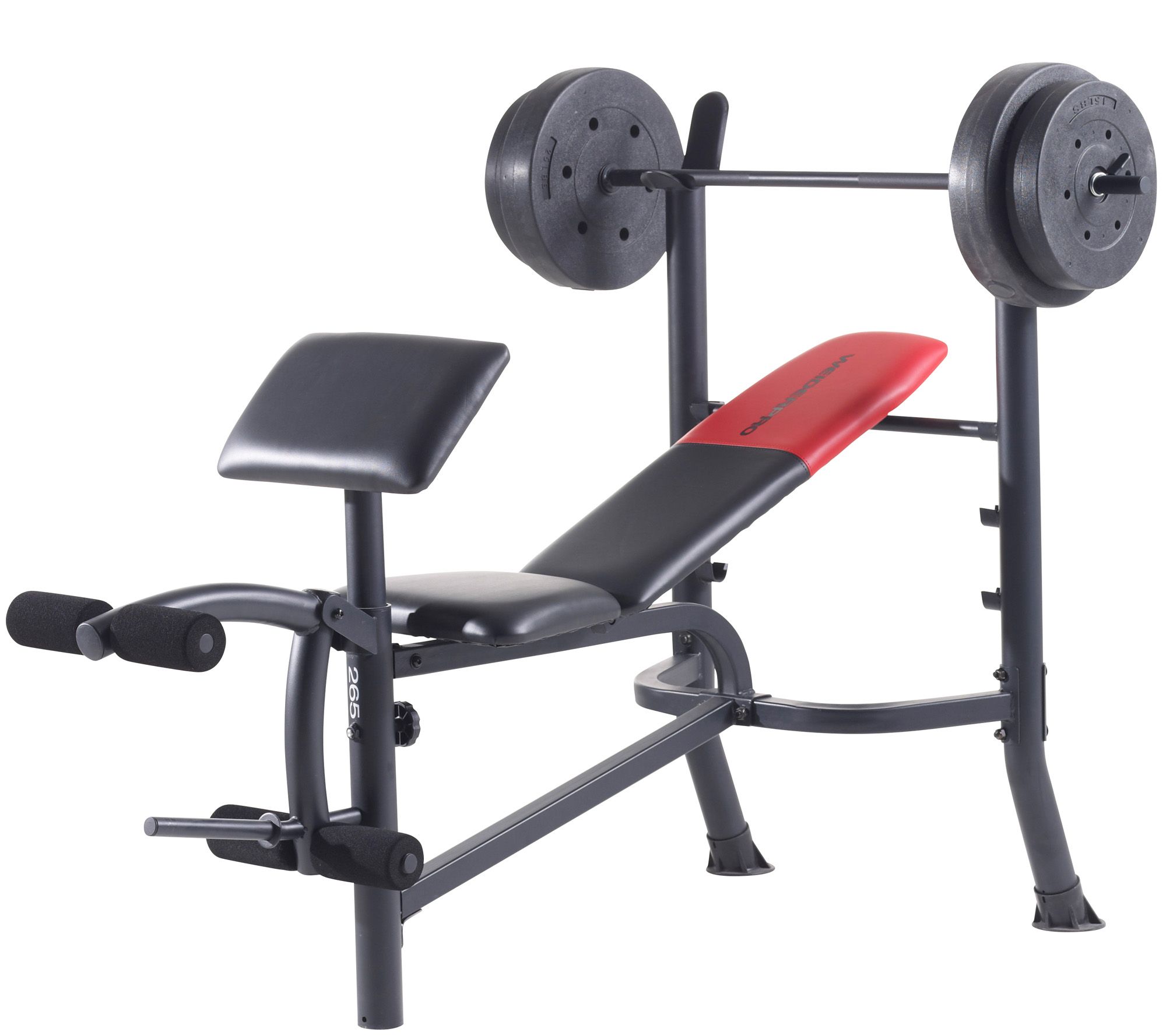 weider-pro-265-standard-bench-bar-and-weightset-qvc