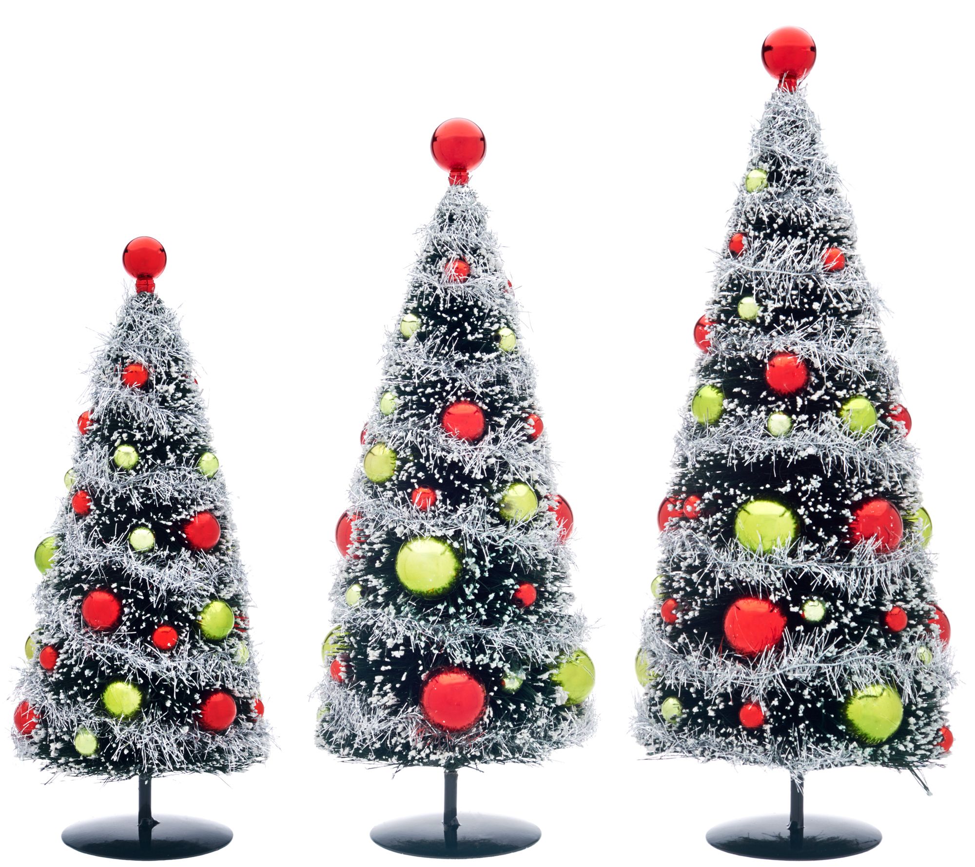 Set of 3 Bottlebrush Trees with Ornaments by Valerie Page 1 —