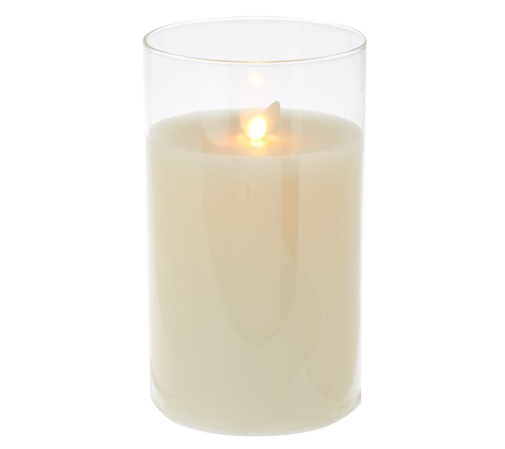Luminara Flameless Candle in 6" Glass Hurricane with Timer Page 1