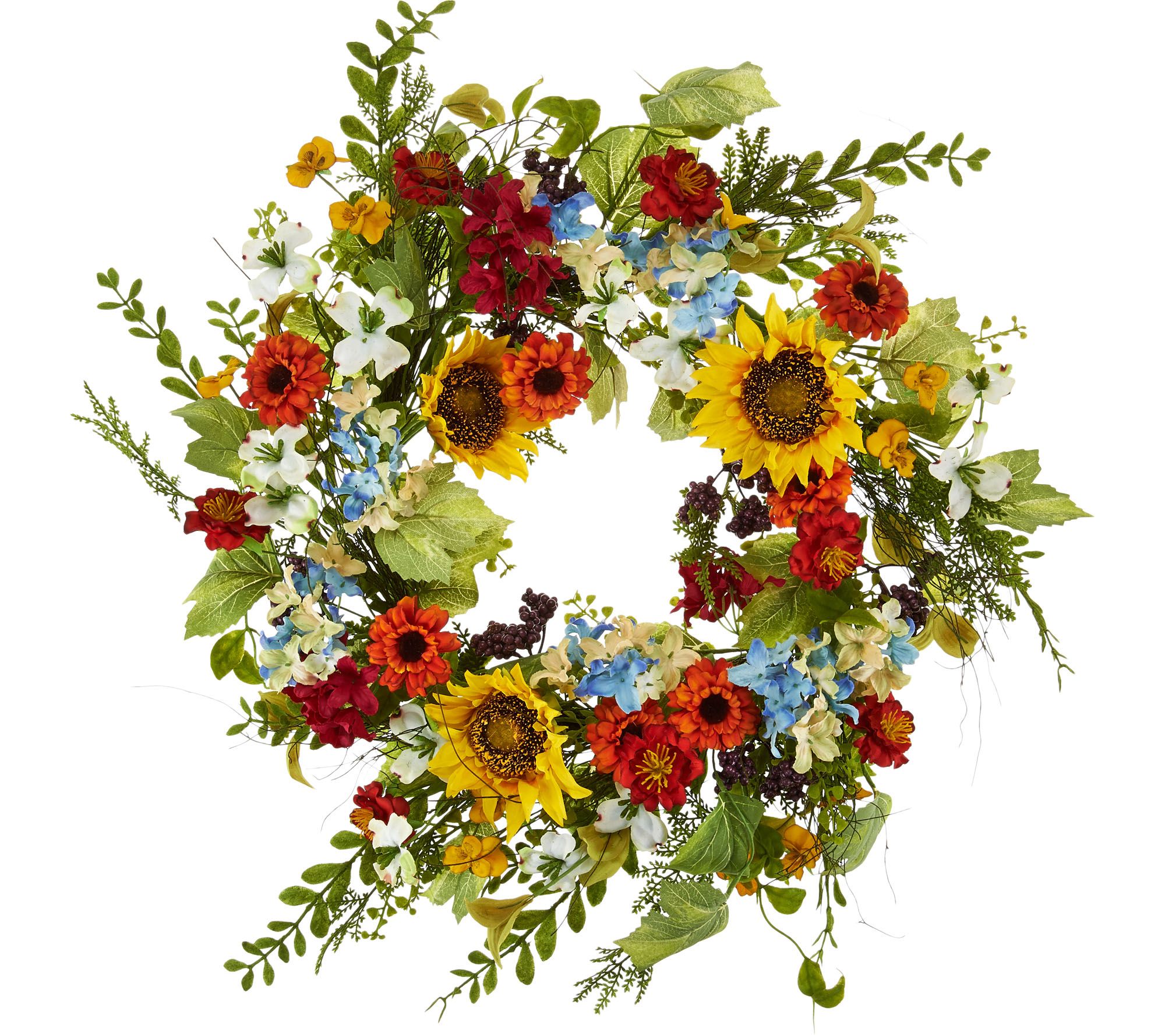 Wildflower with Sunflowers and Dogwood Wreath by Valerie —
