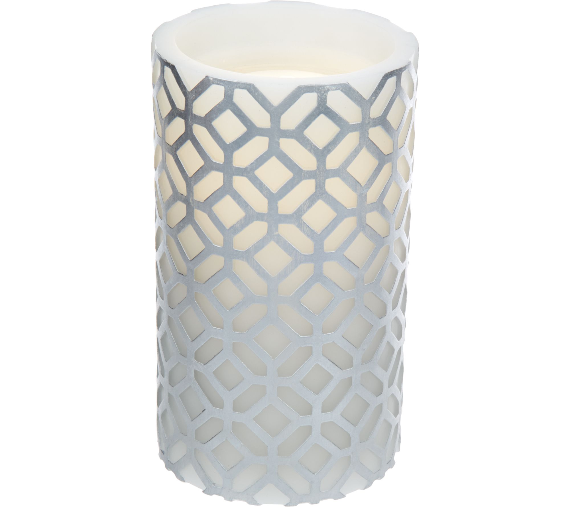 7.8" Bethlehem Lights Aqua Flame Embossed Pattern Candle and Fountain