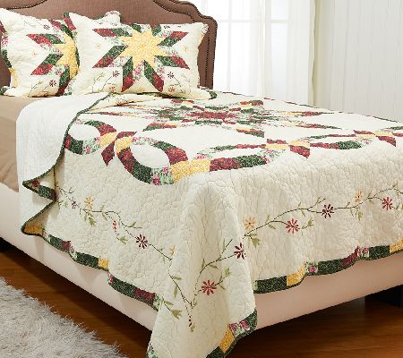 Wedding Ring Star 100% Cotton Quilt Set with Sham(s)