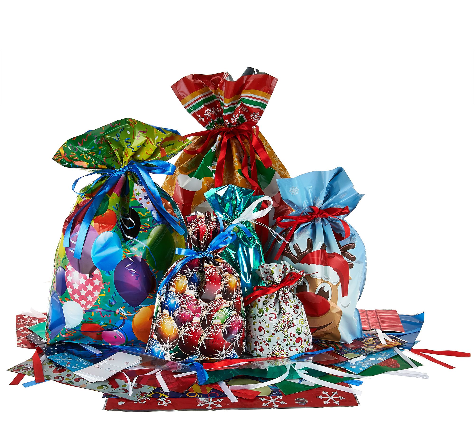  Kringle Express 50 Piece EZ Drawstring Gift Bag Set with Tags - H208525