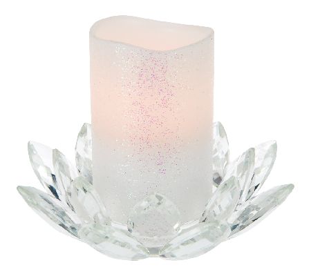 Glass Lotus Flower with Flameless Candle by Valerie