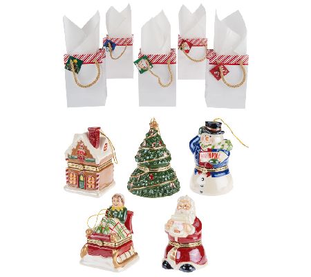Mr. Christmas S/5 10th Anniv. Customer Choice Porcelain Music Ornaments - H203132
