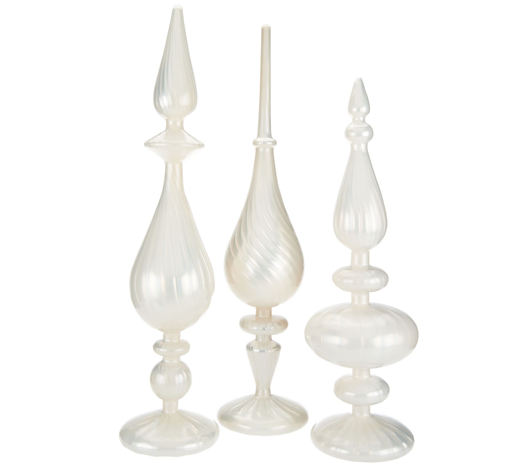 Set of 3 Pearlized Finish Glass Finials by Valerie Page 1 —