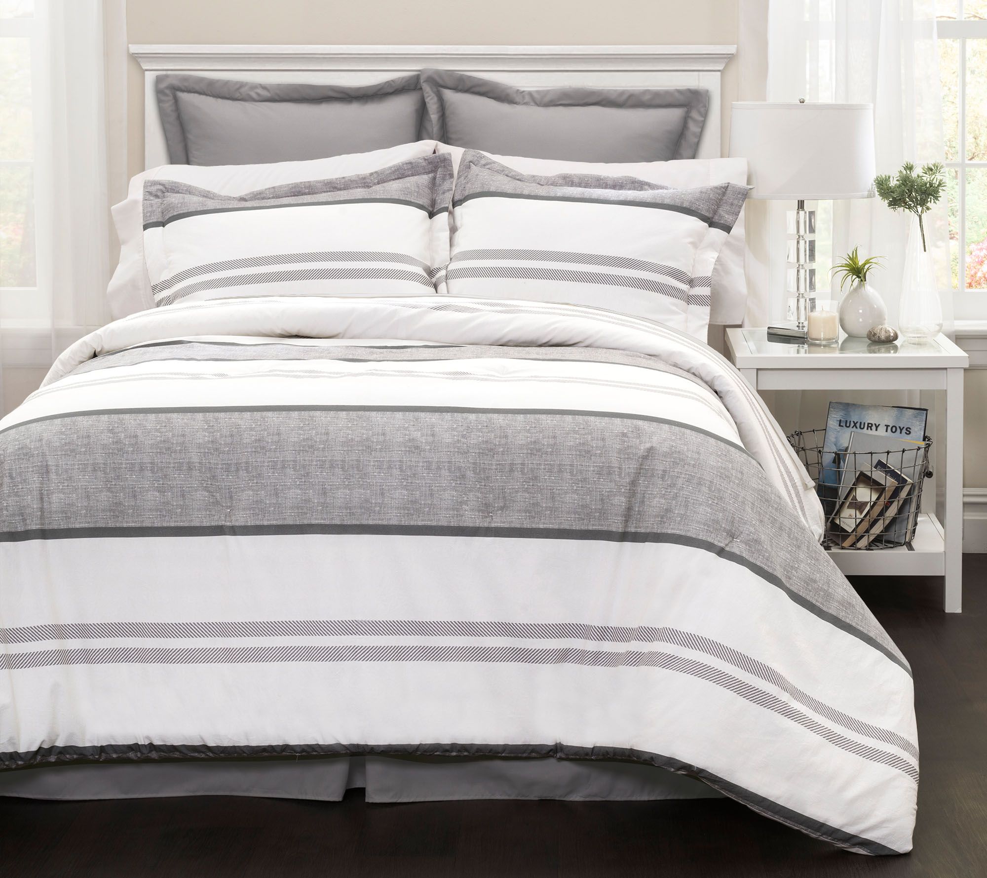 Hena 6Piece Gray Stripe King Comforter Set byLush Decor —