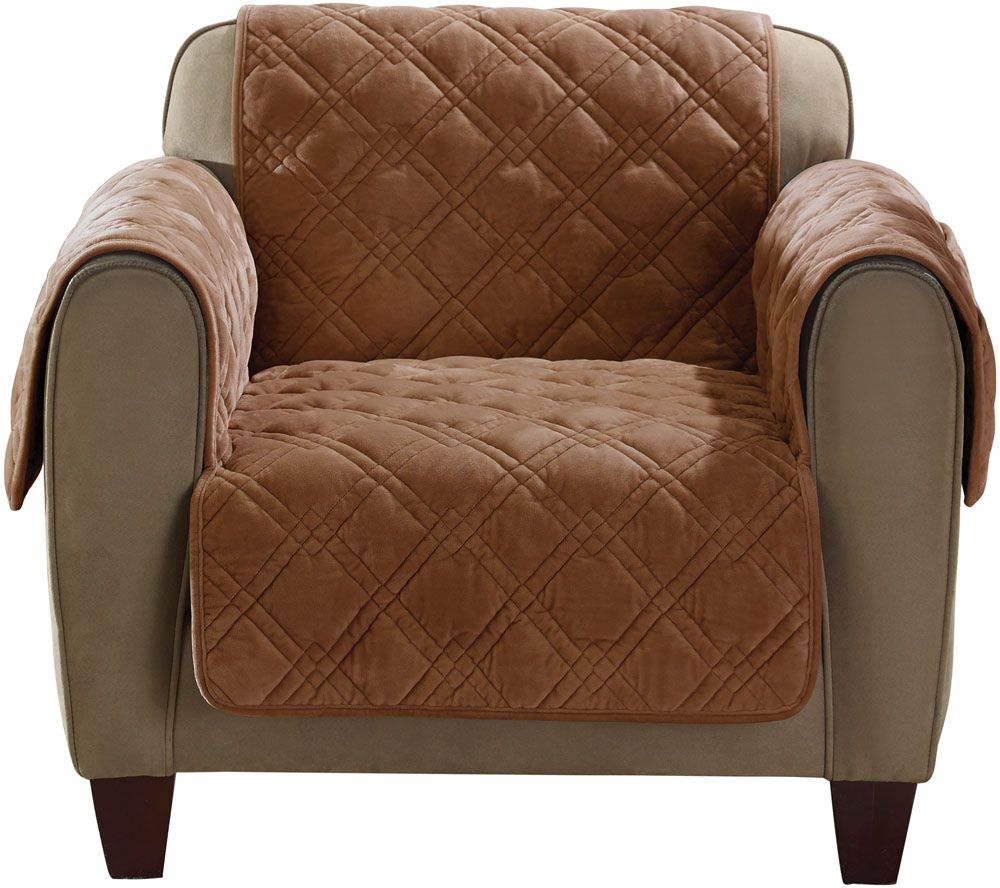 Sure Fit Plush Comfort Chair Furniture Cover w/Pockets & NonSkid Back Page 1 —