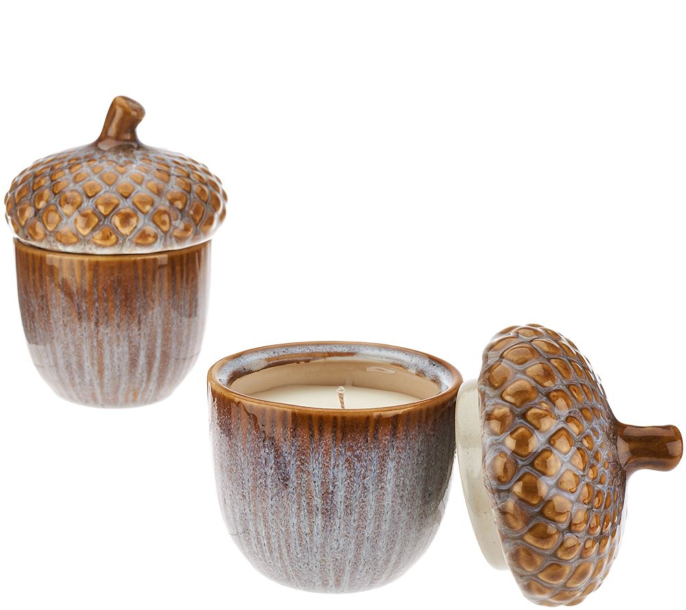 ED On Air Set of 2 Acorn Figural 5.5oz Candles by Ellen DeGeneres