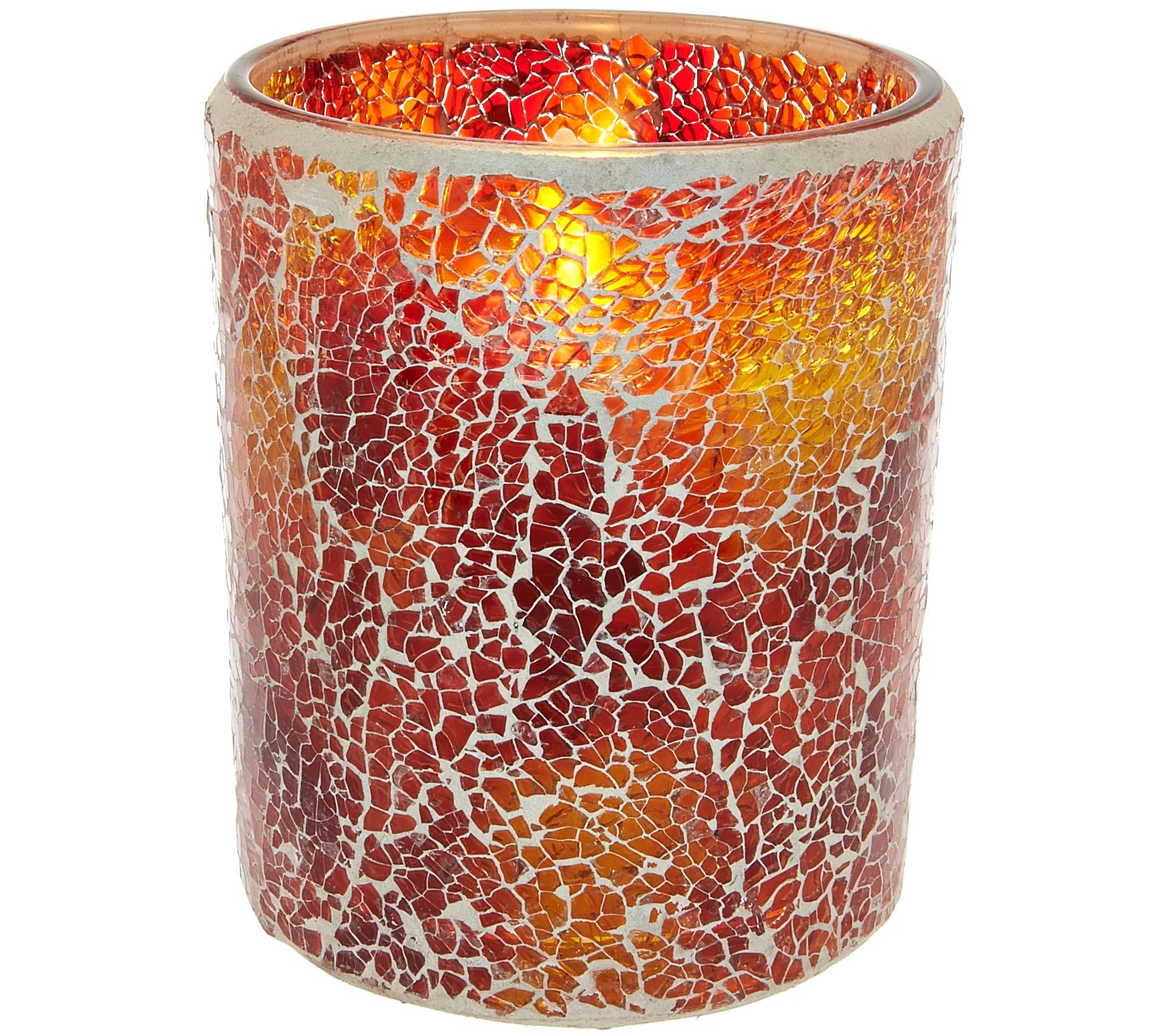 Luminara Mosaic Glass Candleholder with Flameless Candle Page 1 —