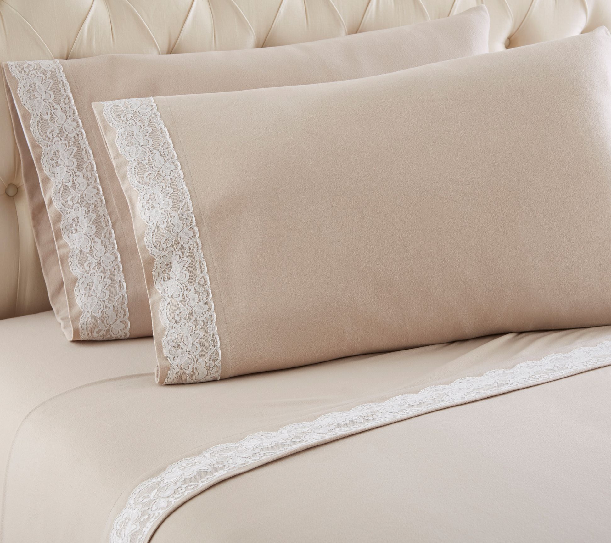 Shavel Micro Flannel Lace Edged Twin Sheet Set — QVC.com