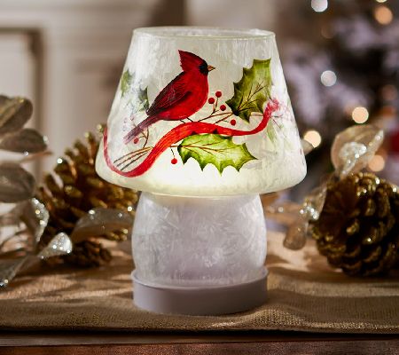 Handpainted Frosted Battery Operated Lamp by Valerie