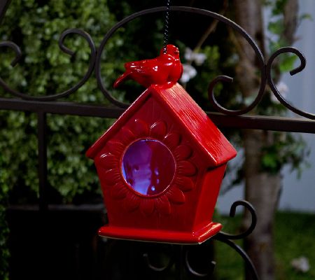 Illuminated Hanging Ceramic Solar Birdhouse by Valerie - H204787 — QVC.com