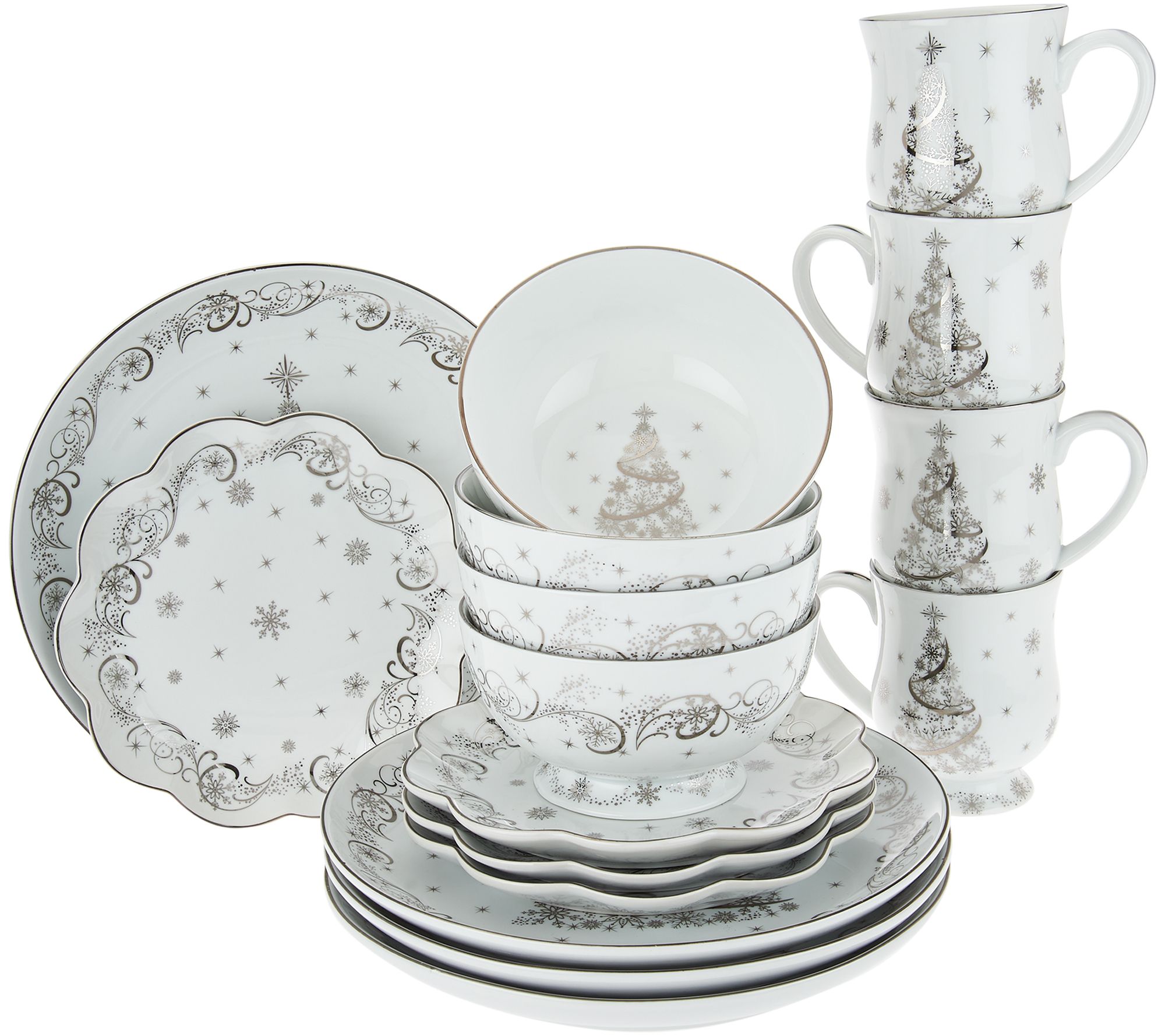 "As Is" Temp- tations 16 pc. Dinnerware Set Choice, Winter Christmas