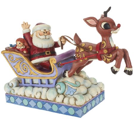 jim shore santa with rotating sleigh and reindeer