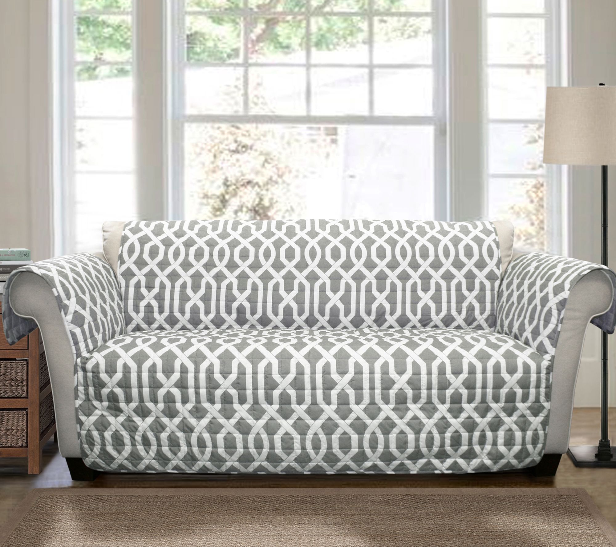 Edward Trellis Gray Love Seat Furniture Protectby Lush Decor —