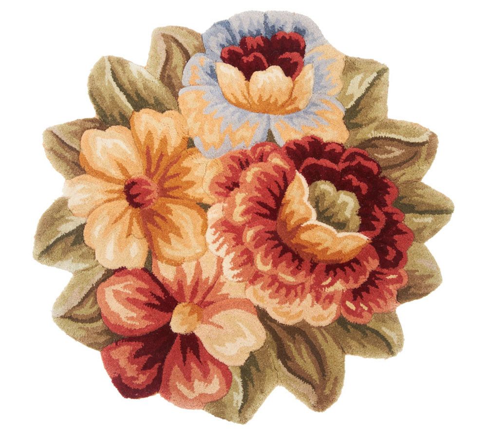 Royal Palace Floral Bouquet 33" Round Wool Rug Page 1 —