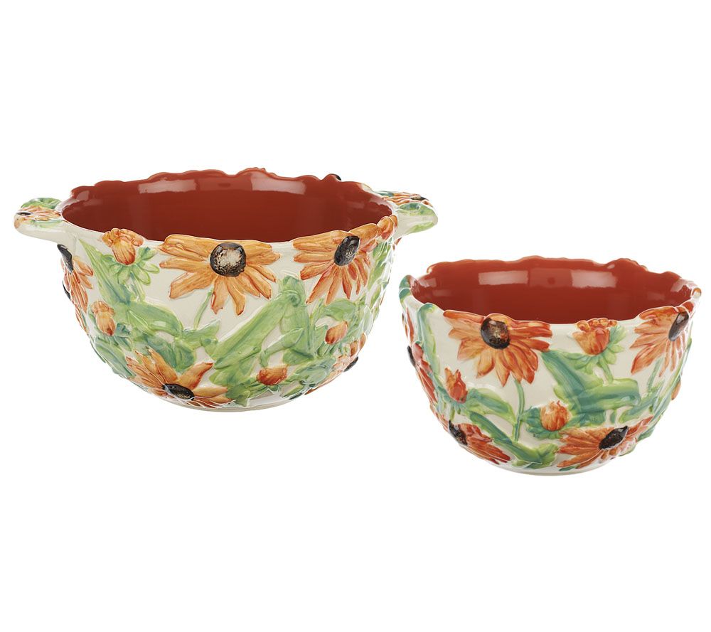 Temptations Figural Floral Set of 2 Serving Bowls —