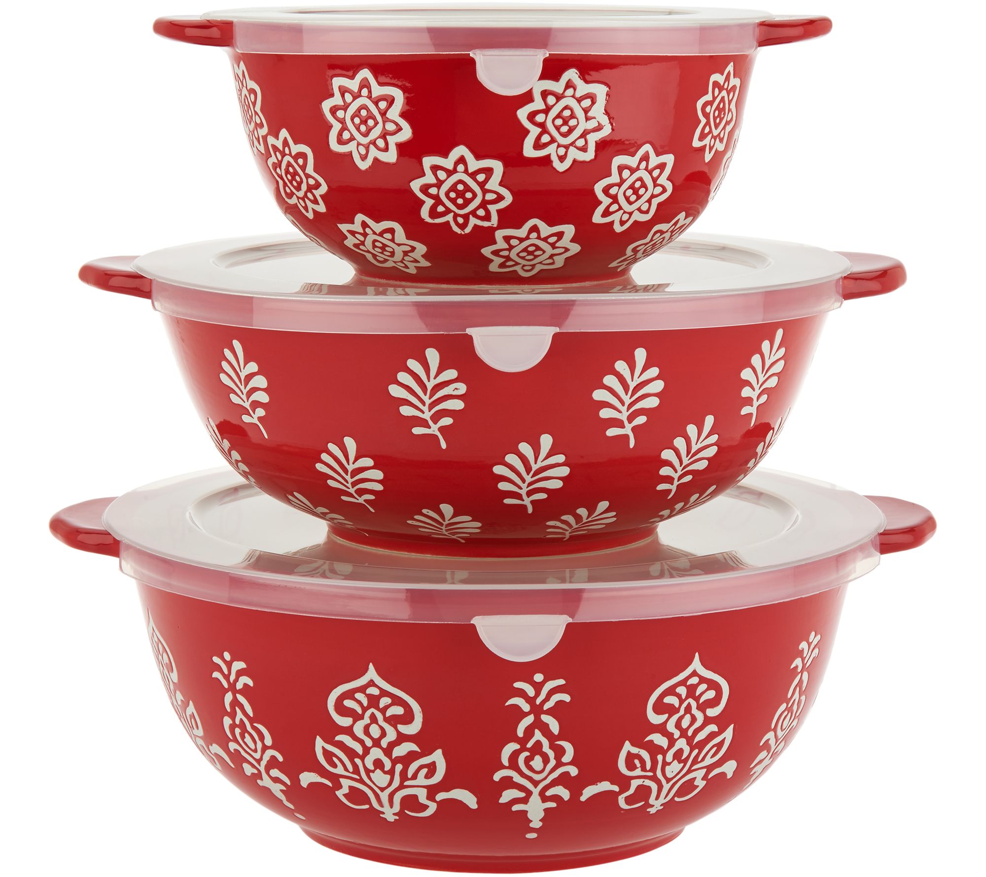 Cook's Essentials Madison 3pc Ceramic Bowls with Lids —