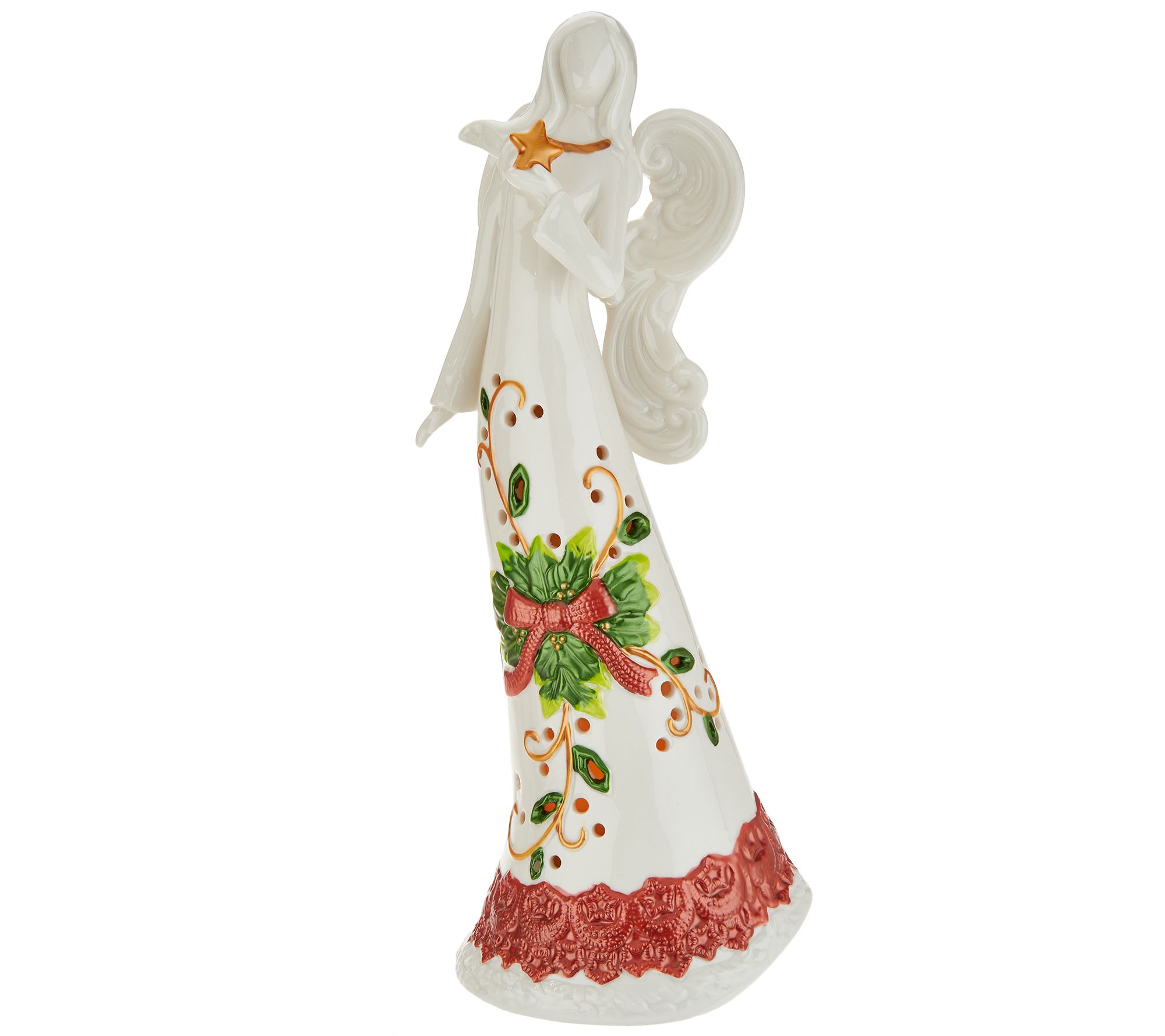 14" Porcelain Holiday Angel with Flameless Candle by Home Reflections