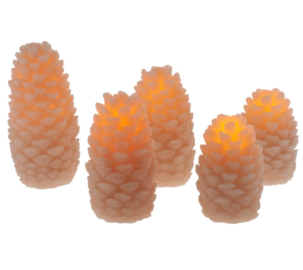 Set of 5 Candle Impressions Flameless Pinecone Candles w/Timer Page 1 —