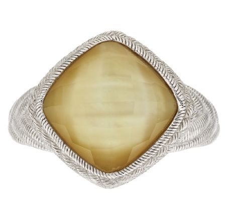 Judith Ripka Sterling & Yellow Mother of Pearl Doublet Ring