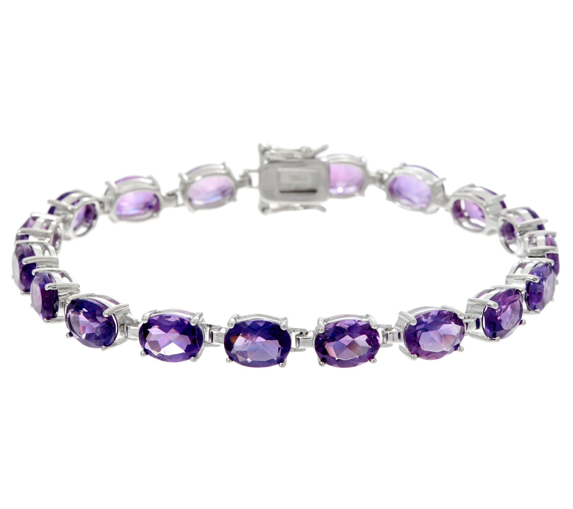 SemiPrecious Gemstone Sterling Silver Tennis Bracelet —