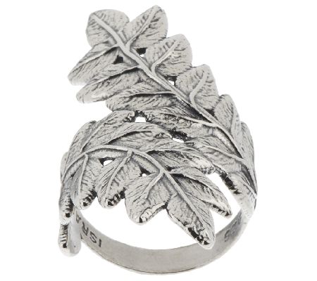 Sterling Silver Leaf Design Bypass Ring by Or Paz