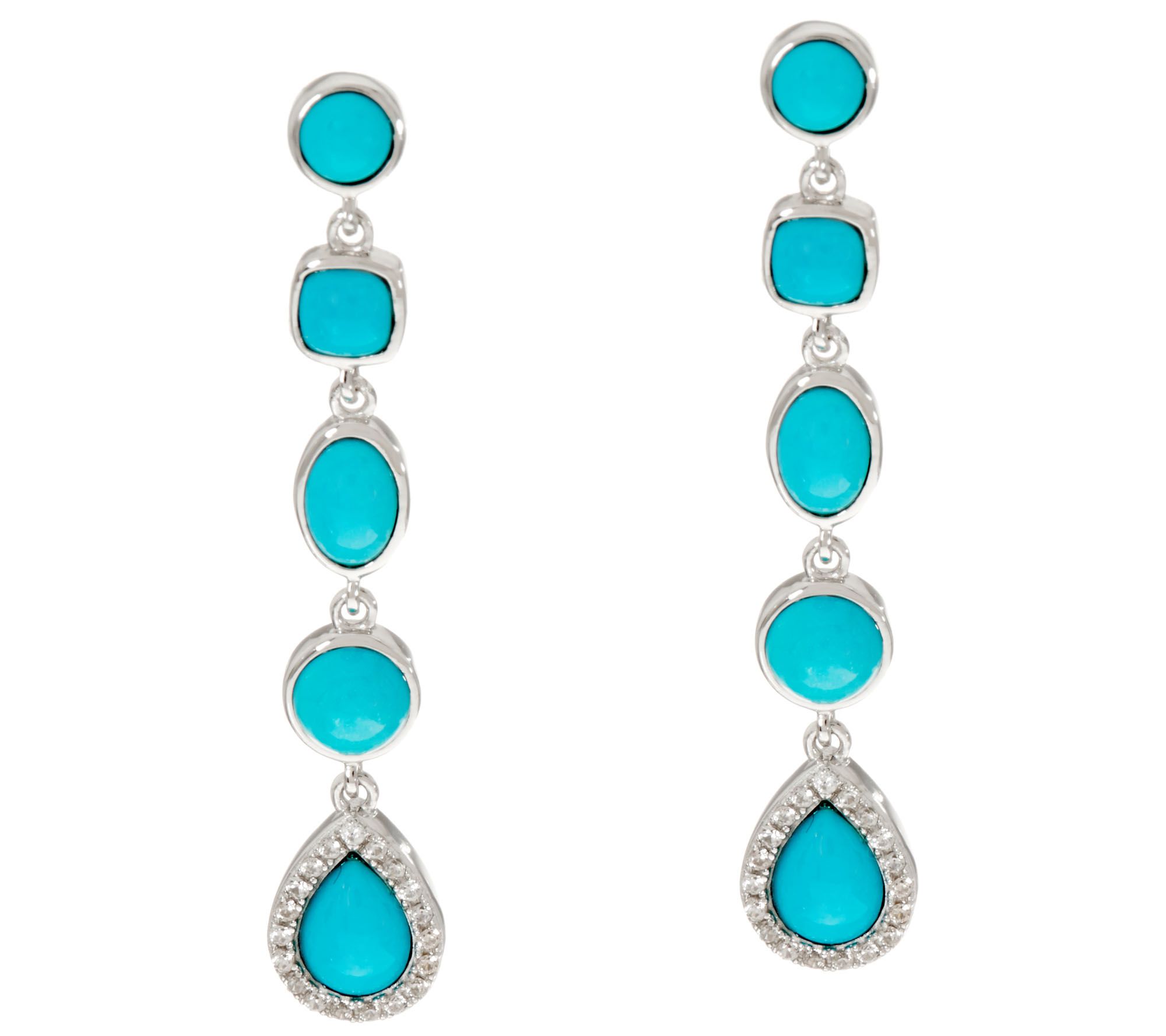 MultiCut Sleeping Beauty Turquoise Sterling Drop Earrings —