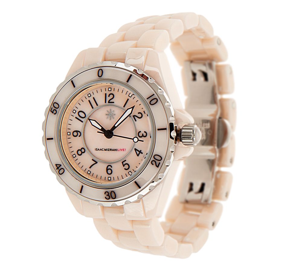 Isaac Mizrahi Live! Ceramic Watch with MotherofPearl Dial Page 1