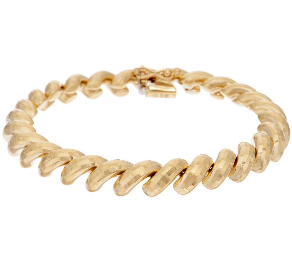 14K Gold 8" Diamond Cut San Marco Bracelet, 11.1g Page 1 —