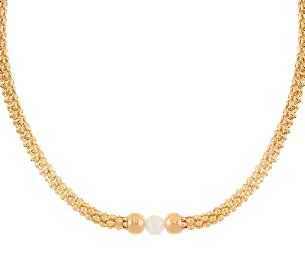  Stainless Steel Popcorn Chain Necklace with Bead Station - J294343