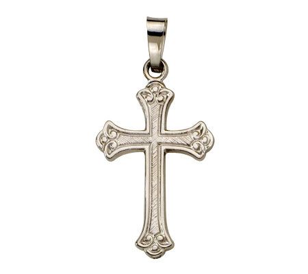 14K White Gold White Gold Fluted Cross Pendant