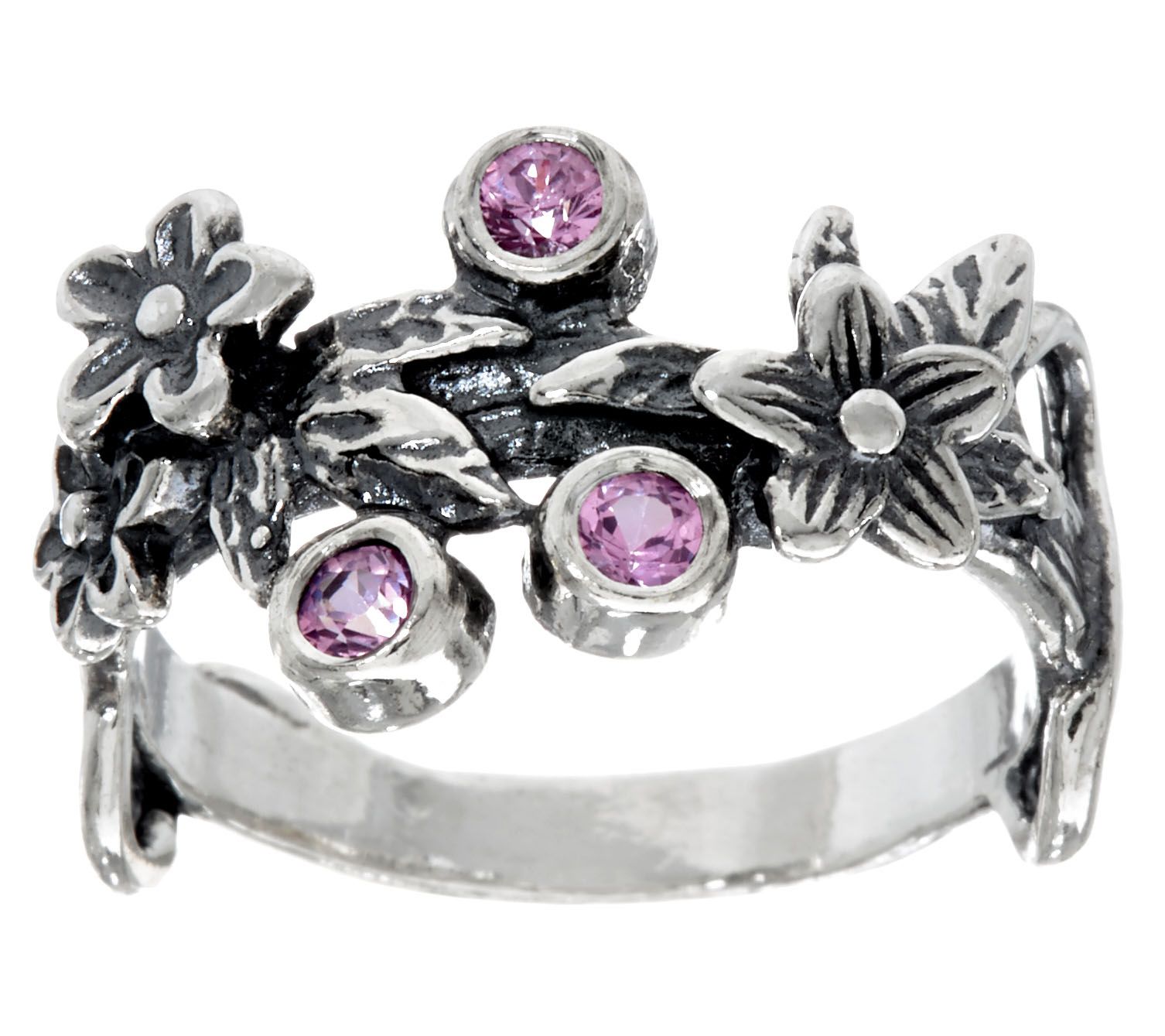 Sterling Silver Colors of Sapphire Floral Band Ring, by Or Paz Page 1