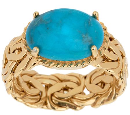 14K Gold Bold Byzantine & Turquoise Ring - J291361